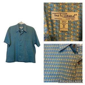 VTG Tori Richard Honolulu Men’s Martini Print Button Down Hawaiian Shirt SZ M